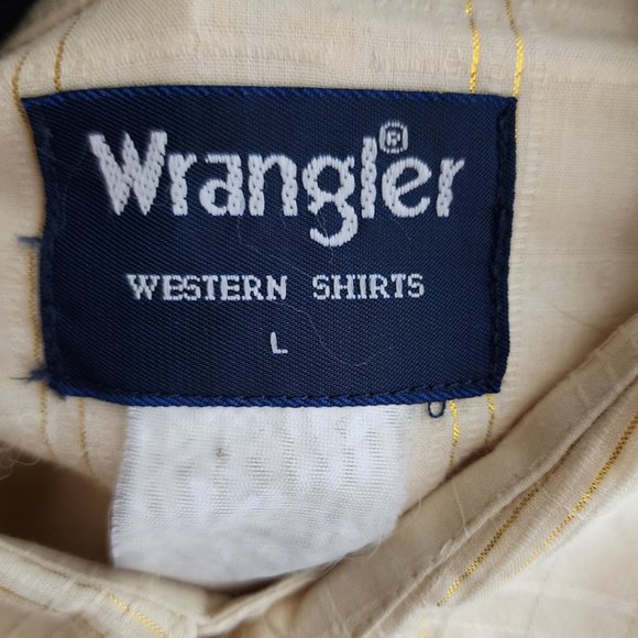 Wrangler Yellow Metallic Gold Striped Pearl Snap Western Shirt - Picture 5 of 5